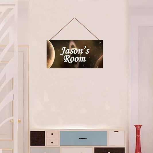 Personalized Outer Space Man Cave Sign For Boys Room Bedroom Custom Name Science Fiction Theme Kids Toddler Baby Nursery Door Plaque Planet Wall Art Decor For Little Man Cave