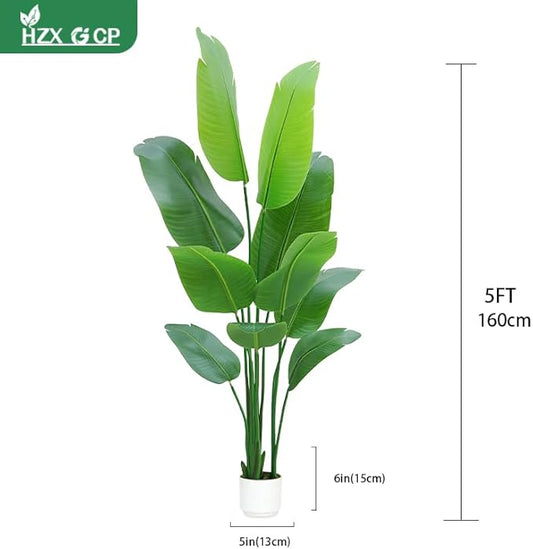 Bird of Paradise Plant Artificial 5ft,Faux Plants Indoor Tall with 10 Trunks - The Perfect Indoor Silk Floor Plant for Home Decor in Living Room, Office, and Bedroom (5FT Bird of Paradise)