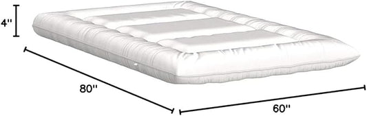 MAXYOYO Japanese Floor Futon Queen Size, Thicken Tatami Mat Sleeping Pad Foldable Roll Up Mattress Trifold Pad Guest Bed, Off White