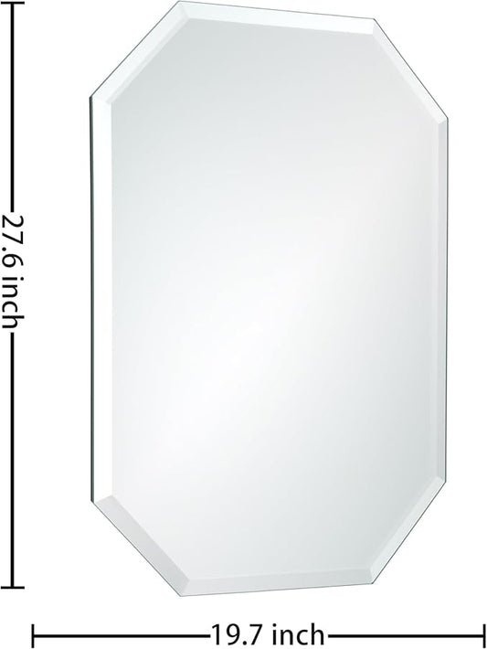 Silver Wall Mirror-Beveled Edge Frameless Mirror for Bathroom, Vanity, Bedroom, Rectangle Mirrors (20X28inch)