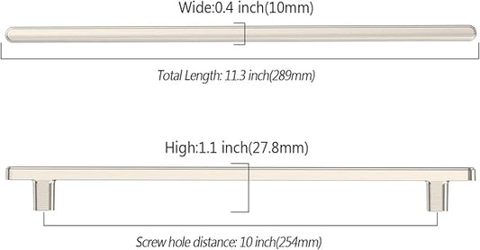 10 Pack 10 Inch(254mm) Kitchen Cabinet Handles Brushed Satin Nickel Cabinet Pulls Kitchen Cabinet Hardware Drawer Pulls for Cupboard Wardrobe
