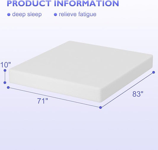 PayLessHere 10 Inch Gel Memory Foam Mattress Medium Firm Mattresses CertiPUR-US Certified Bed-in-a-Box Pressure Relieving California King Size,Fiberglass Free,White
