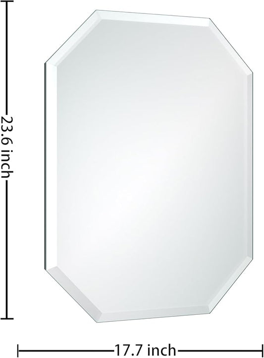 Silver Wall Mirror-Beveled Edge Frameless Mirror for Bathroom, Vanity, Bedroom, Rectangle Mirrors (18X24inch)