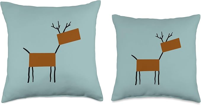 Cute Scandinavian Animals Designs Chic Deer Moose Scandinavian Elk Minimalism Reindeer Throw Pillow, 16x16, Multicolor