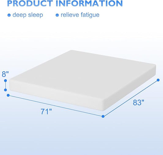 PayLessHere 8 Inch Gel Memory Foam Mattress Medium Firm Mattresses CertiPUR-US Certified Bed-in-a-Box Pressure Relieving California King Size,Fiberglass Free,White