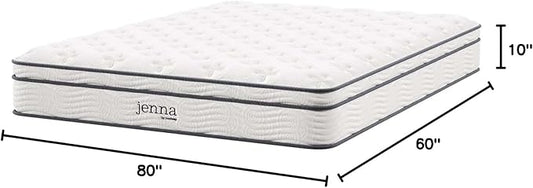 Modway Jenna 10” Innerspring and Memory Foam Queen Mattress With Individually Encased Coils