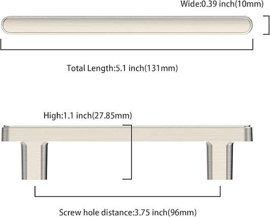 10 Pack 3.75 Inch(96mm) Kitchen Cabinet Handles Brushed Satin Nickel Cabinet Pulls Kitchen Cabinet Hardware Drawer Pulls for Cupboard Wardrobe
