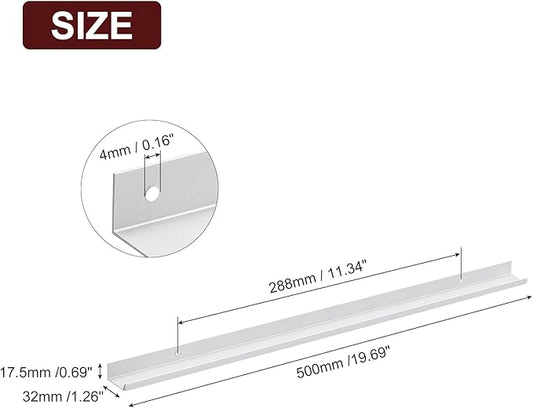 uxcell Cabinet Finger Edge Pull, 1pcs 500mm / 19.69" Aluminum Alloy Back Mount Hidden Cabinet Pulls Concealed Handle for Home Kitchen Drawer Cabinet, Silver