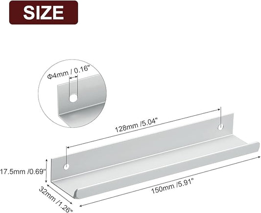 uxcell Cabinet Finger Edge Pull, 5pcs 150mm / 5.91" Aluminum Alloy Back Mount Hidden Cabinet Pulls Concealed Handle for Home Kitchen Drawer Cabinet, Silver