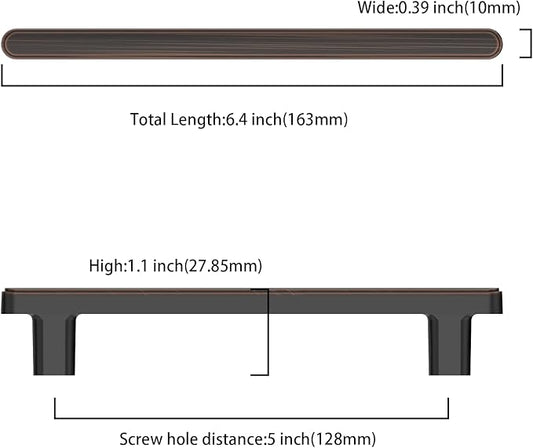 10 Pack 5 Inch(128mm) Kitchen Cabinet Handles Oil Rubbed Bronze Cabinet Pulls Kitchen Cabinet Hardware Drawer Pulls for Cupboard Wardrobe