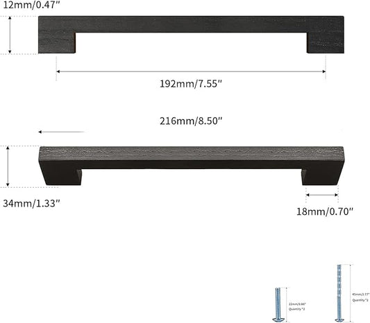Black Square 7-1/2in 4 pcs Wooden Drawer Pulls Handle pulls for cabinets Kitchen Cabinet Drawer pulls Cabinet Door Pull