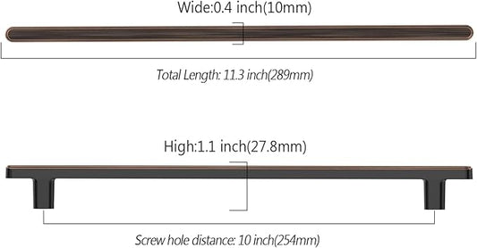 10 Pack 10 Inch(254mm) Kitchen Cabinet Handles Oil Rubbed Bronze Cabinet Pulls Kitchen Cabinet Hardware Drawer Pulls for Cupboard Wardrobe