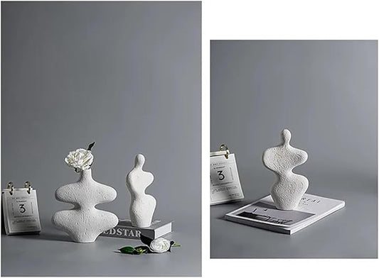 Scandinavian Ceramics Vase, Off White Jug Vase with Handles Nordic, Mantle Decor, Rustic, Coastal Vase Set, Modern Gift, Minimalist Vases(A1)