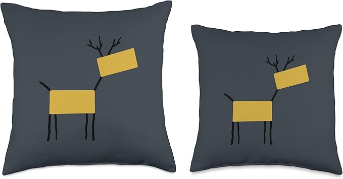 Cute Scandinavian Animals Designs Chic Deer Moose Scandinavian Elk Minimalism Reindeer Throw Pillow, 18x18, Multicolor