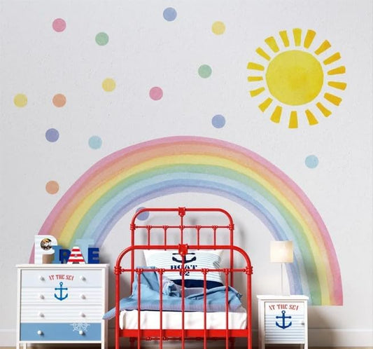 Large Rainbow Wall Decals – Removable Peel and Stick Décor for Kids Room, Playroom, Nursery Walls, and Bedroom Wall Décor - Wall Sticker (74" W x 39" H)