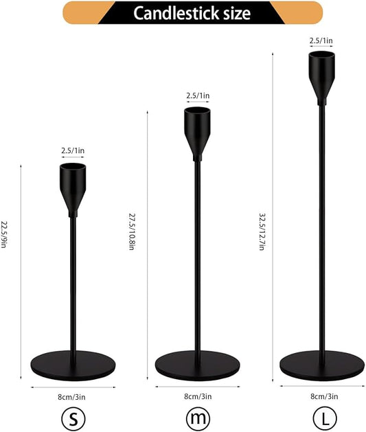 48 Pack Candle Holders Taper Candle Holders Tall Metal Candle Stands Holders for Table Centerpiece Modern Pillar & Home Wedding Decor, Matte Black