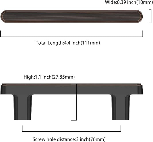 10 Pack 3 Inch(76mm) Kitchen Cabinet Handles Oil Rubbed Bronze Cabinet Pulls Kitchen Cabinet Hardware Drawer Pulls for Cupboard Wardrobe