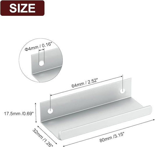 uxcell Cabinet Finger Edge Pull, 8pcs 80mm / 3.15" Aluminum Alloy Back Mount Hidden Cabinet Pulls Concealed Handle for Home Kitchen Drawer Cabinet, Silver