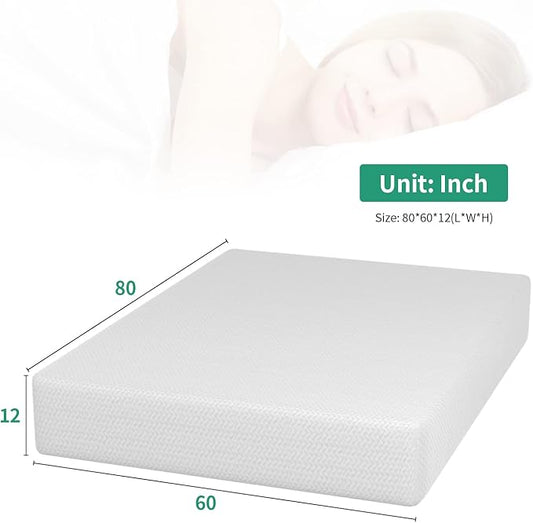 Pay Lesshere 12 Inch Queen Green Tea Mattress/Breathable Mattress for Cool Sleep & Pressure Relief/Medium Firm Mattresses/CertiPUR-US Certified/Bed-in-a-Box/Pressure Relieving (12 inch, Queen)