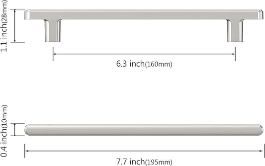10 Pack 6.3 Inch(160mm) Kitchen Cabinet Handles Brushed Satin Nickel Cabinet Pulls Kitchen Cabinet Hardware Drawer Pulls for Cupboard Wardrobe