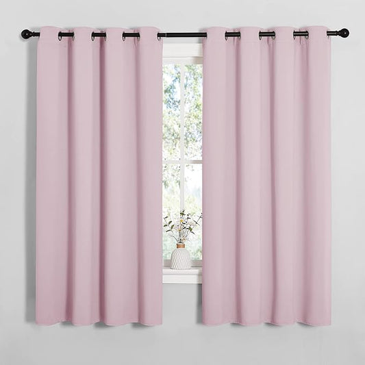 NICETOWN Blackout Curtain Panels for Girls Room, Nursery Essential Thermal Insulated Solid Grommet Top Blackout Drapes (Lavender Pink, 1 Pair, 55 x 68 inches)