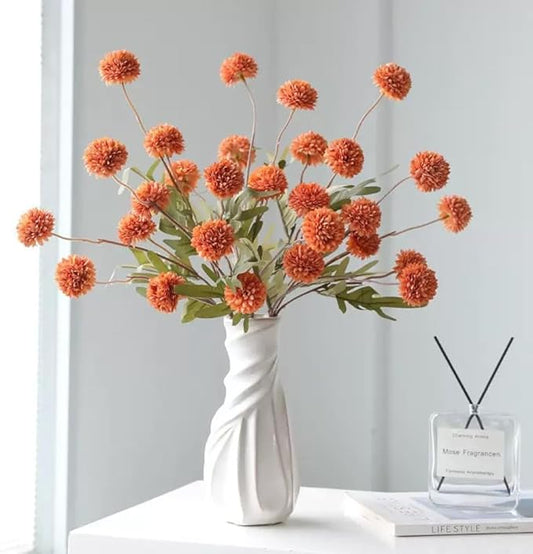 Artificial Flowers for Vases 20.5 Inch 10 Stems, Silk Dried Fake Mums Bouquet Indoor Faux Floral Arrangements for Decoration (Orange)