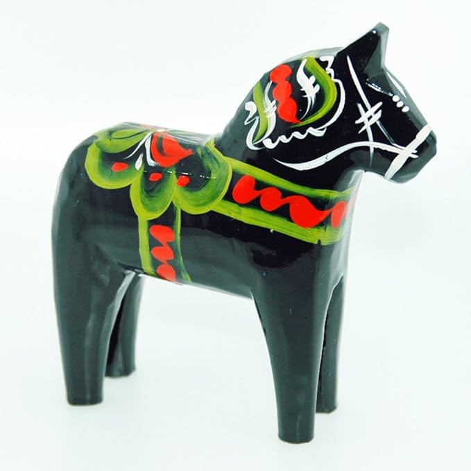 ScandinavianShoppe Swedish Wooden Dala Horse - Black - 4"