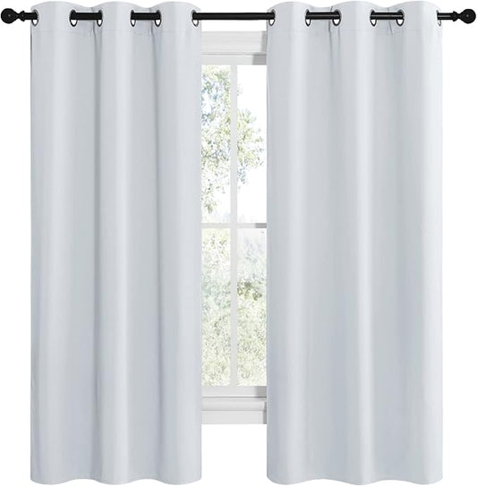 NICETOWN Room Darkening Draperies Curtains Panels, Window Treatment Thermal Insulated Grommet Room Darkening Curtains/Drapes for Bedroom (Greyish White, 2 Panels, 42 by 68)