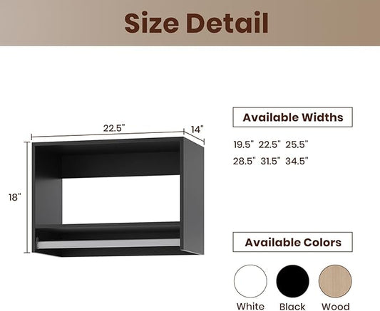 ROOMTEC 22.5" Tall Hanging Closet Unit, Modular Closet System with Hanging Rod, Wardrobe Organizer for Bedroom or Walk-in Closet, Wall Mounted, Customizable Clothes Storage Unit, Black