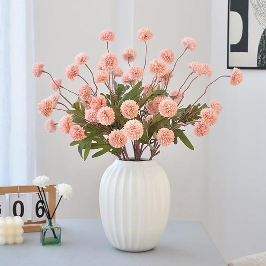 Artificial Flowers for Vases 20.5 Inch 10 Stems, Silk Dried Fake Mums Bouquet Indoor Faux Floral Arrangements for Decoration (Pink)