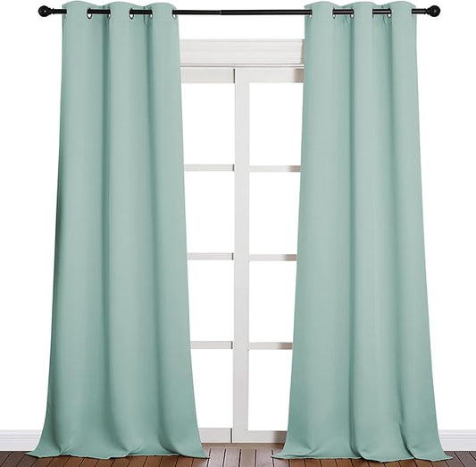 NICETOWN Patio Glass Door Panels - Blackout Curtains for Bedroom/Living Room, Privacy Panel Drapes for Dining and Guest Room (Aqua, 42 inches Wide x 90 inches Long, 1 Pair)