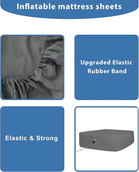 Bedecor Air Bed Sheets for Mattress Cover Removable Bed and Elastic Band Super Soft and Breathable & Deep up to 21" Dark Gray Queen