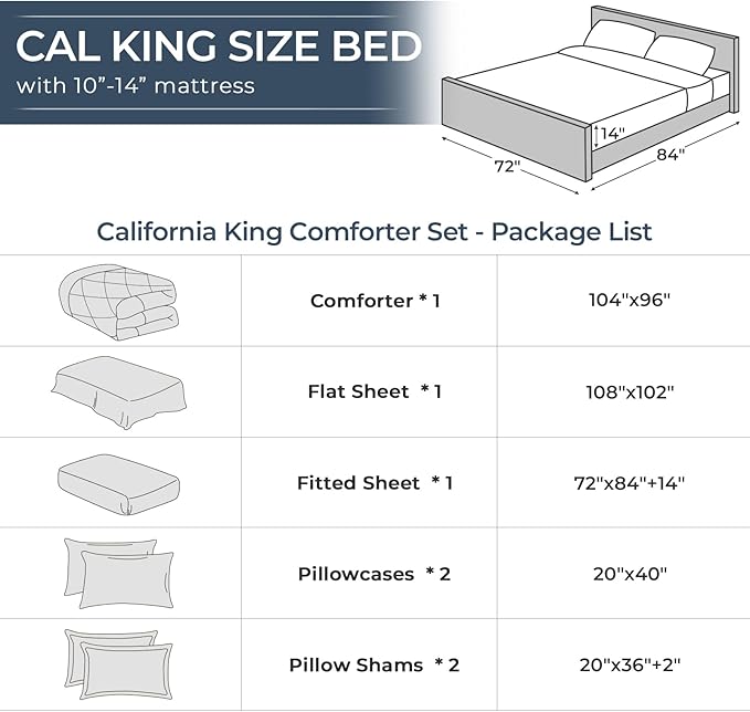 HEVUMYI Cream Yellow Cali-King Comforter Set - 7-Piece All Season Bed in a Bag Cali-King, Ultra Soft Bedding Set with Comforter, Flat Sheet, Fitted Sheet, Pillowcases, Pillow Shams