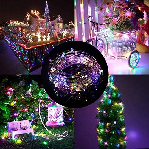 String Lights,LED Copper Wire Lights, Each Set 33ft/10M 100LEDs and 8 Remote Control.AA Battery Powered,Decor Rope Lights for Holiday,Wedding, Parties.(Multicolour)