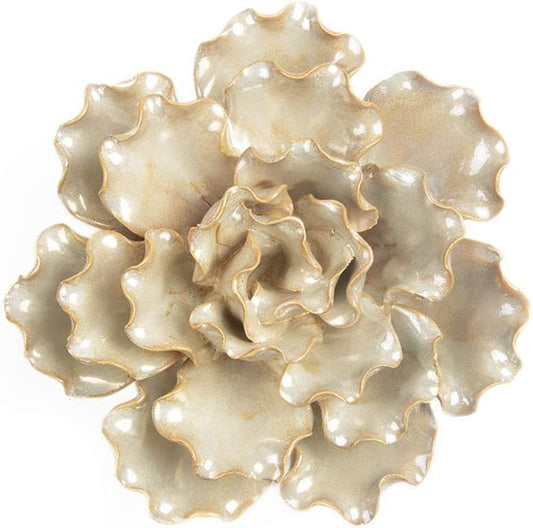 CHIVE ‘Coral’ Decorative Ceramic Flower — Beautiful & Unique Tablescape Piece — Large Opalescent Pearl White Flower