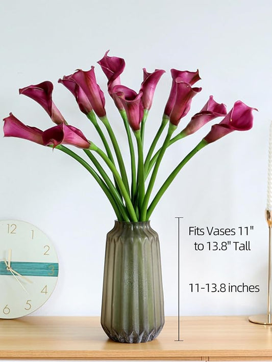 grtefhu 12 Piece 26" Purple Calla Lily Artificial Flowers,Real Touch Long Stem Faux Calla Lillies for Tall Vases,Indoor Wedding Office Home Decor