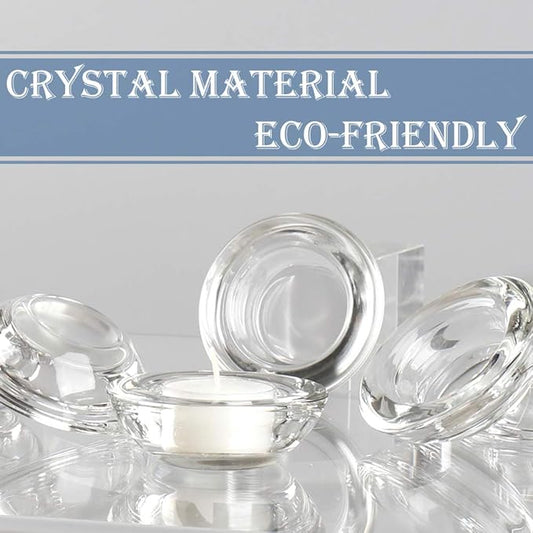 Clear Tealight Candle Holders - Set of 12, Round Chunky Glass Candle Holder, 3" Diameter - CH01 - Clear