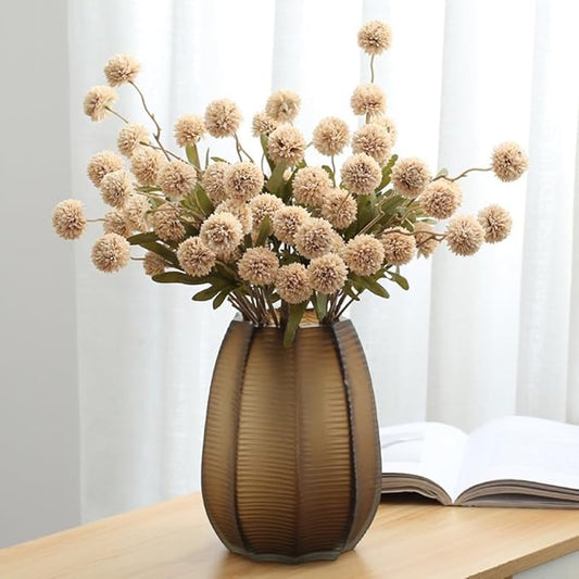Artificial Flowers for Vases 20.5 Inch 10 Stems, Silk Dried Fake Mums Bouquet Indoor Faux Floral Arrangements for Decoration (Beige)
