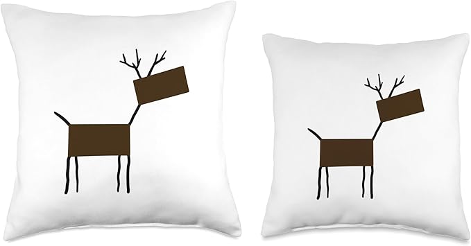 Cute Scandinavian Animals Designs Chic Deer Moose Scandinavian Elk Minimalism Reindeer Throw Pillow, 16x16, Multicolor