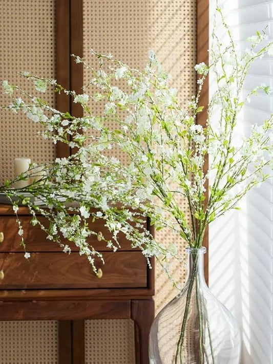Melorca&Guilla Artificial Plants,4PCS 43.3" Green Snow Wilow Faux Branches for Vase Faux Greenery Stems,Artificial Branches Fake Plants for Shop Garden Office Home Décor