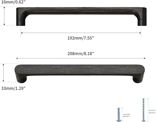 Black Round 7-1/2in 6 pcs Wooden Drawer Pulls Handle pulls for cabinets Kitchen Cabinet Drawer pulls Cabinet Door Pull