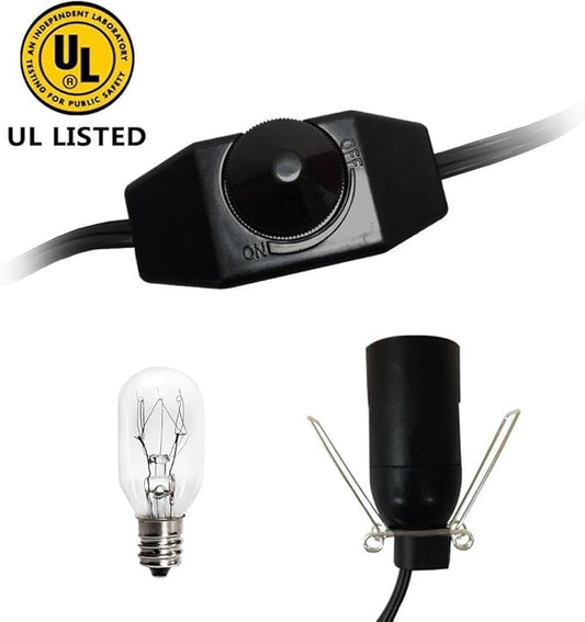 haraqi Himalayan Salt Lamp Cord and Bulb with Dimmer Switch,Original Replacement Cord Bulb for Salt Rock Lamps, 6ft Cord