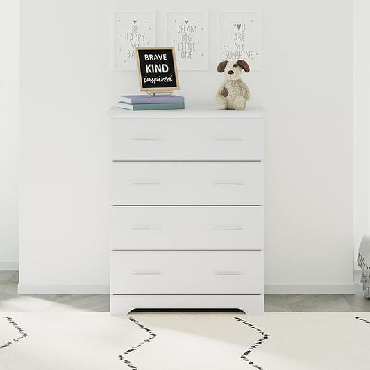 Storkcraft Brookside 4 Drawer Dresser (White) – GREENGUARD Gold Certified, Nursery Dresser for Kids Bedroom, Chest of Drawers