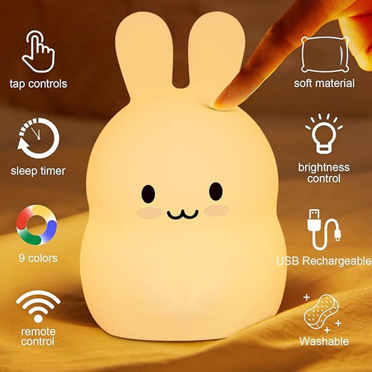 ShaArkMango LED Night Light for Kids Toddler Bed Room Decor Aesthetic, Soft BPA Free Silicone, Cute Animal Night Lamp Color Changing NightLight Dimming & Timer &Rechargeable Baby Shower Gifts
