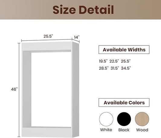 ROOMTEC 25.5" Double Hanging Closet Unit, Modular Closet System with Hanging Rod, Wardrobe Organizer for Bedroom or Walk-in Closet, Wall Mounted, Customizable Clothes Storage Unit, White