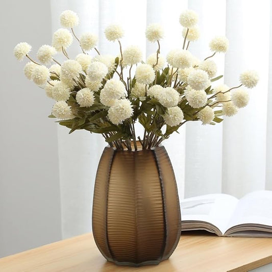 Artificial Flowers for Vases 20.5 Inch 10 Stems, Silk Dried Fake Mums Bouquet Indoor Faux Floral Arrangements for Decoration (White)