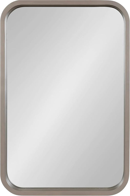 Kate and Laurel Hutton Modern Radius Rectangle Wood Wall Mirror, 20 x 30, Gray, Large Decorative Robust Farmhouse Mirror for Wall