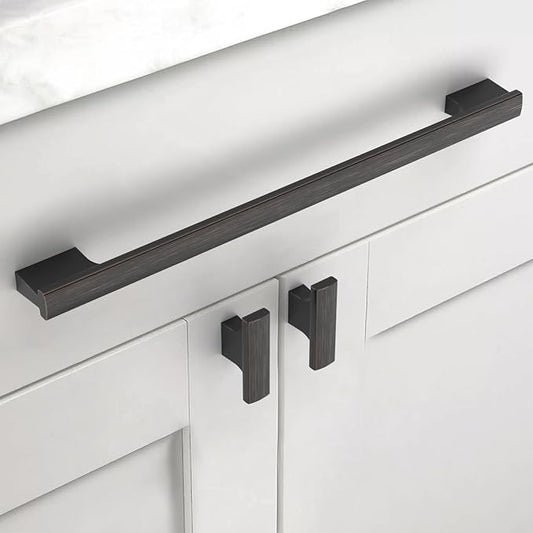 Asidrama 10 Pack 10 Inch(254mm) Oil Rubbed Bronze Kitchen Cabinet Handles, Cabinet Pulls Kitchen Cabinet Hardware for Cupboard Drawer Pulls