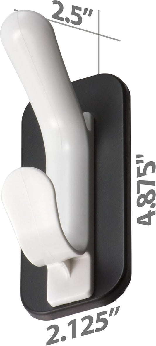 Officemate Magnet Plus Magnetic Double Coat Hook, Black/White (92522)