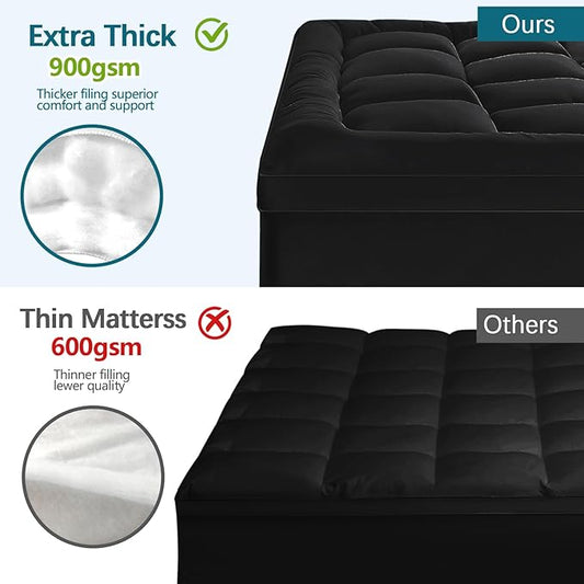 CYMULA Twin XL Mattress Topper - Soft Cooling Mattress Pad for College Dorm Room Essentials - Extra Thick Long Protector Cover for Back Pain, Single Bed Topper Pillow Top with 8''-21'' Deep Pocket